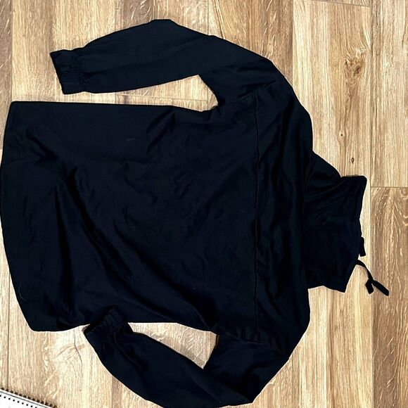 Fabletics Women XS Black Europa Pullover Fleece Lined Cowl Neck Sweater Stretch - Picture 6 of 8